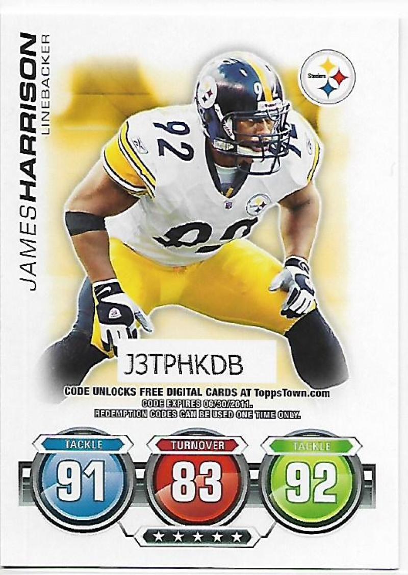 2010 Topps Attax Code Cards #16 James Harrison NM-MT