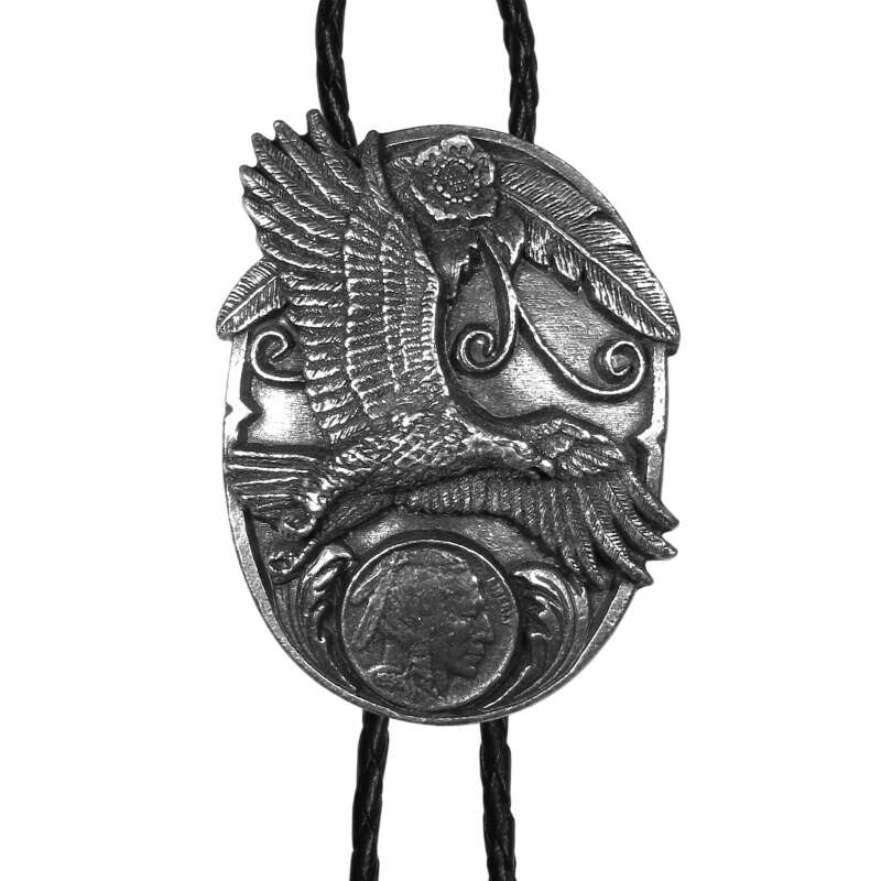 Eagle with Nickel Antiqued Large Bolo Tie